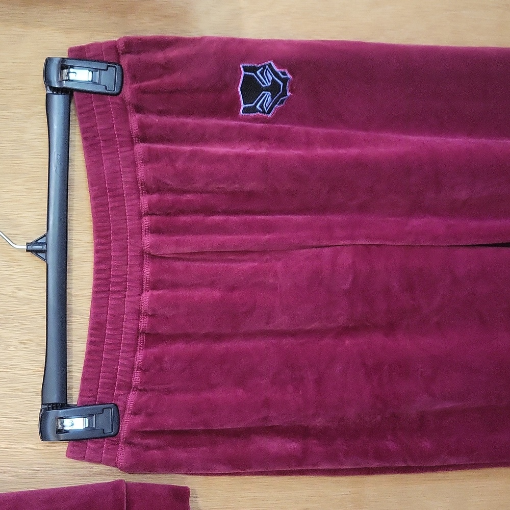 Marvel Wakanda, maroon velvet plush crop sweatshirt and flared bottoms. NWOT MED - Picture 5 of 15